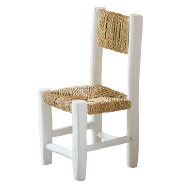 Chaise enfant bois blanc et doum HOME MAISON