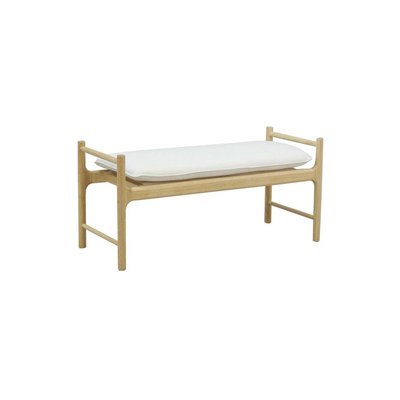 Banc en bois avec coussin en coton blanc AUBRY GASPARD
