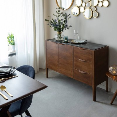 Buffet en bois de manguier et marbre noir  ROCH MADE IN MEUBLES 
