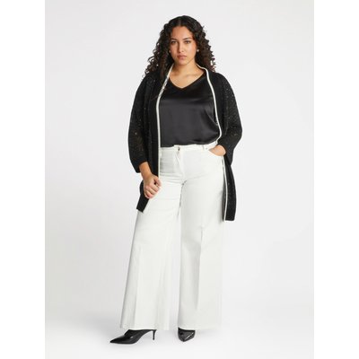 Long cardigan en maille résille avec micro-paillettes FIORELLA RUBINO