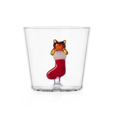 Verre à eau noël chat  TABBY CAT CHRISTMAS ICHENDORF