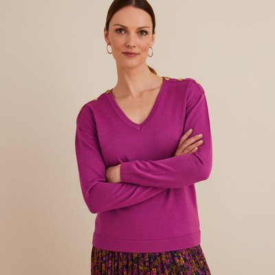 Pull col V en fine maille, laine mélangée ANNE WEYBURN