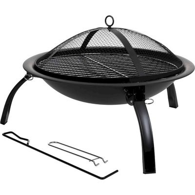 Brasero de jardin  avec pieds pliables et grille barbecue RECOLLECTION