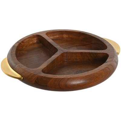 Plateau apéritif en bois d'acacia et inox doré 35x30.5x4.5cm WADIGA