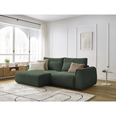 Canapé d'angle fixe compact 3 places tissu lisse, ADEN BOBOCHIC