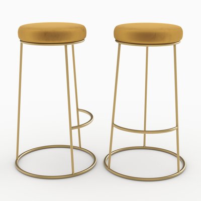 Lot de 2 tabourets de bar 73 cm en velours - KENDAL RENDEZ-VOUS DÉCO
