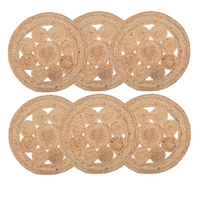 Lot de 6 sets de table en jute ajouré TOILINUX