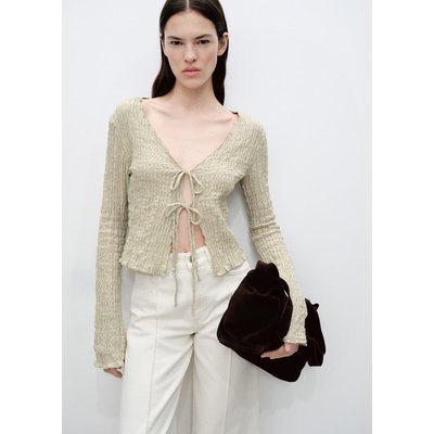 Cardigan coton texture nœuds MANGO