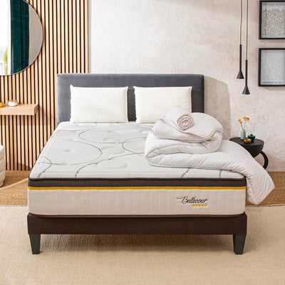 Pack prêt à dormir Bellecour 3.0 - Matelas + Sommier + Couette, oreillers, protège-matelas - 30 cm d'épaisseur BELLECOUR