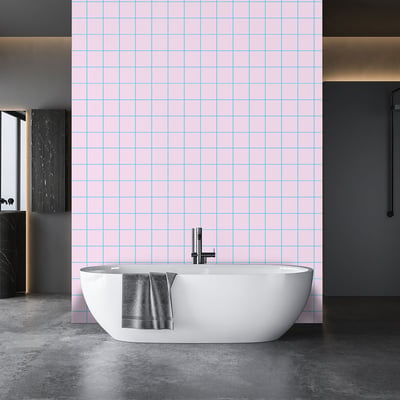 Papier peint carreaux roses pastel HEXOA