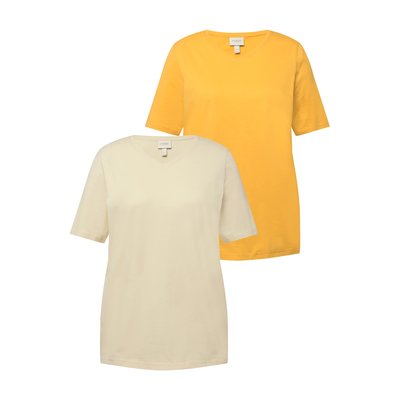 T-shirts en coton bio. Col en V et manches ULLA POPKEN