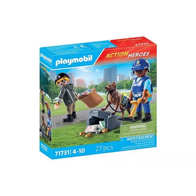 Policier chien de recherche, voleur et accessoires PLAYMOBIL