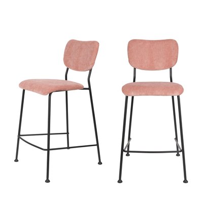 Lot de 2 tabourets de bar en velours côtelé H65cm - Benson ZUIVER