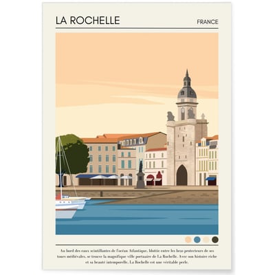 Affiche ville La Rochelle Vintage L'AFFICHERIE
