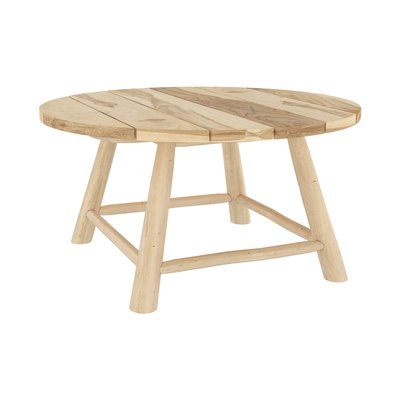 Table basse ronde de jardin D80 cm en branche de teck - MAKAM RENDEZ-VOUS DÉCO