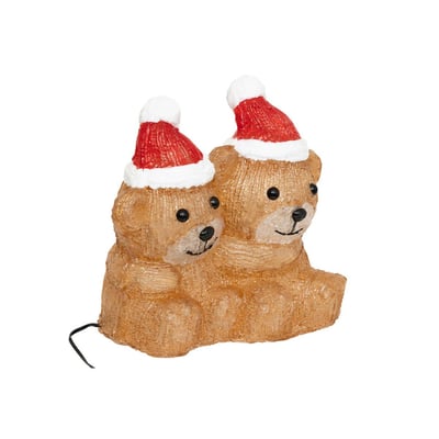 Forme acrylique extérieure 2 oursons solaire 20 LED fixes H19 cm FEERIC LIGHTS & CHRISTMAS