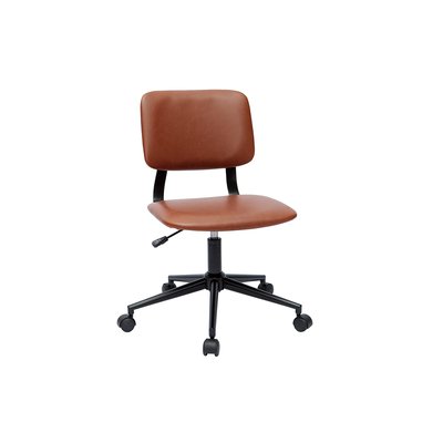 Chaise de bureau à roulettes vintage marron et métal noir LAB MILIBOO