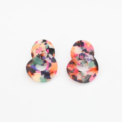 Boucles d'oreilles clips - cercles entrelacés multicolores BALABOOSTE