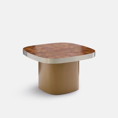 Table basse, plateau plaqué loupe d'orme, diamètre 65 cm, PAUL LA REDOUTE INTERIEURS