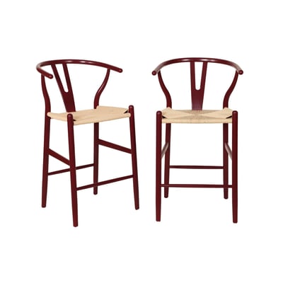 Tabouret de bar vintage bois de hêtre et cordes (lot de 2) CECILE SWEEEK