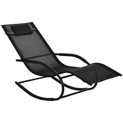 Fauteuil à bascule Textilène Noir OUTSUNNY