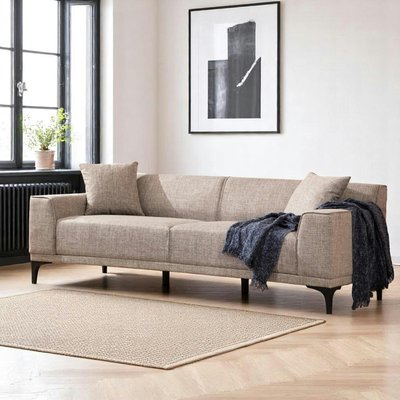 Canapé 3 places marron glacé - accoudoirs larges ORSAY PIER IMPORT