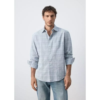 Chemise seersucker texturée à carreaux MANGO MAN