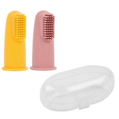 Lot de 2 brosses à dents silicone rose et jaune NATTOU