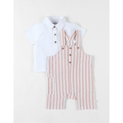 Set cérémonie salopette + body, écru/caramel clair NOUKIE'S