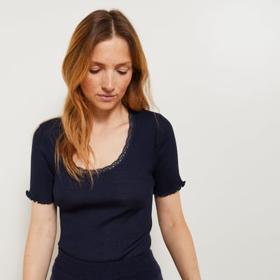 T-shirt manches courtes en laine et soie, Oeko-Tex MONOPRIX