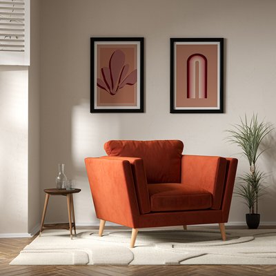 Frida Contemporary Velvet Armchair with Light Wood Legs & Feather Fillings SO'HOME