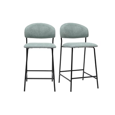Tabourets de bar en tissu effet velours texturé vert céladon H64 cm (lot de 2) BENTA MILIBOO
