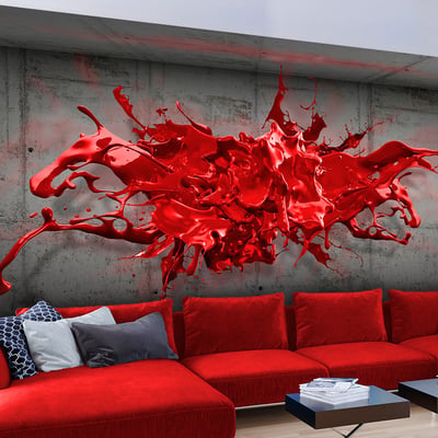 Papier peint intissé panoramique Abstractions Red Ink Blot EDEN
