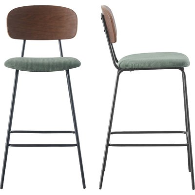Lot de 2 tabourets de bar en velours côtelé - DANY HOMIFAB