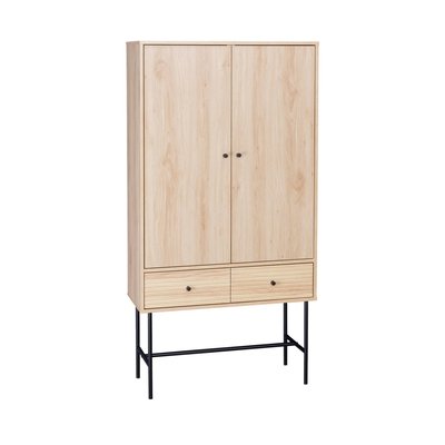 Buffet, armoire dressing effet bois rainuré 2 portes 2 tiroirs BRAGA SWEEEK