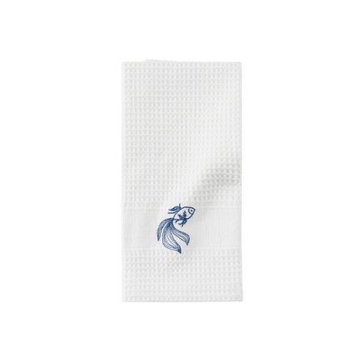 Torchon coton nid d'abeille blanc HALFMOON CARRE BLANC