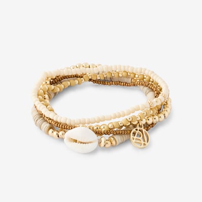 Set de 5 bracelets élastiques perles et coquillage BALABOOSTE