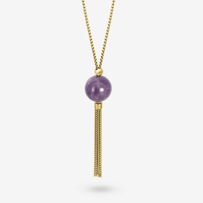 Halskette Liliflo in Gelbgoldfarbe und Amethyst LILIFLO