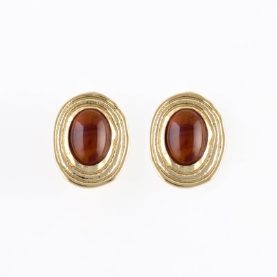Boucles d'oreilles clips - ovales marron BALABOOSTE