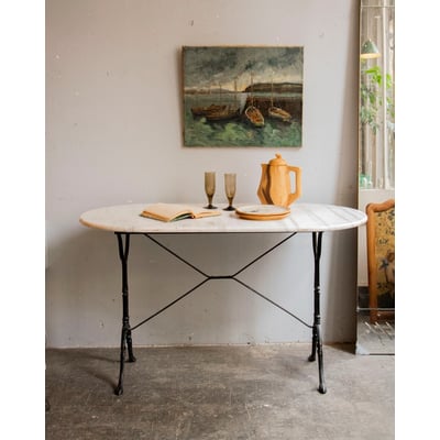 Table à manger en marbre et métal Romy N°1515 - Bon état DEBONGOUT