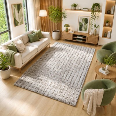 Tapis shaggy, faux uni sobre, poil long shaggy moelleux LYN58 BUBL UN AMOUR DE TAPIS