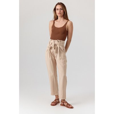 Pantalon carotte taille haute à ceinture nouée – GRETA ARTLOVE