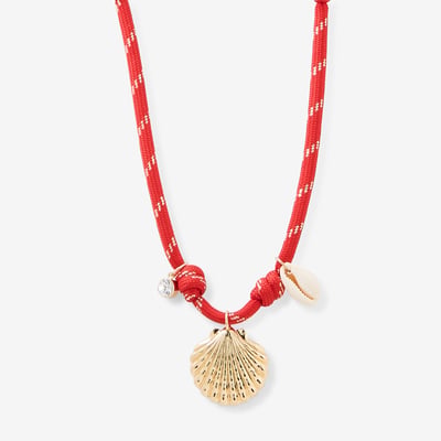 Collier cordons rouge à charms coquillage BALABOOSTE