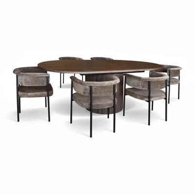 Table ovale extensible 180/220cm et 6 fauteuils en tissu NOW'S HOME