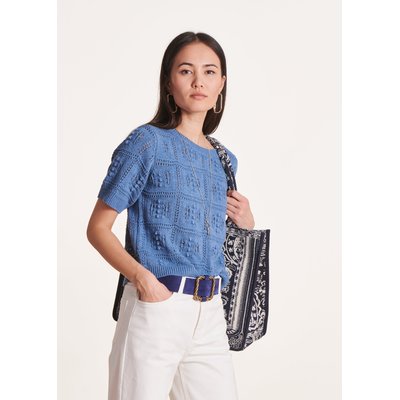 Pull à manches courtes en maille crochet LA FEE MARABOUTEE