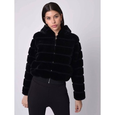 Veste courte à capuche en imitation fourrure PROJECT X