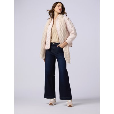 Jean jambe large en denim de coton mélangé avec délavage bleu foncé rinse OLTRE
