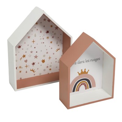 Lot de 2 étagères murales forme maison LA TETE DANS LES NUAGES FACTORY