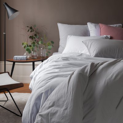 Housse de couette coton lavé biologique SOUFFLE CARRE BLANC