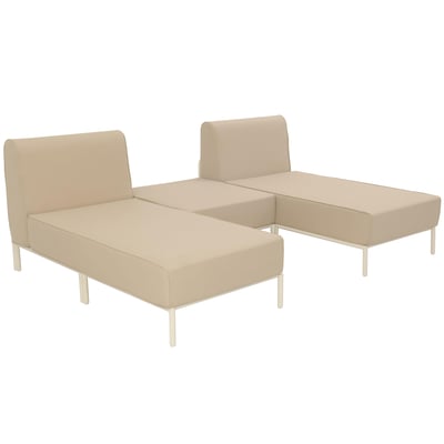 Salon de jardin modulable 3 places avec 2 méridiennes et 1 pouf, PATIO OVIALA